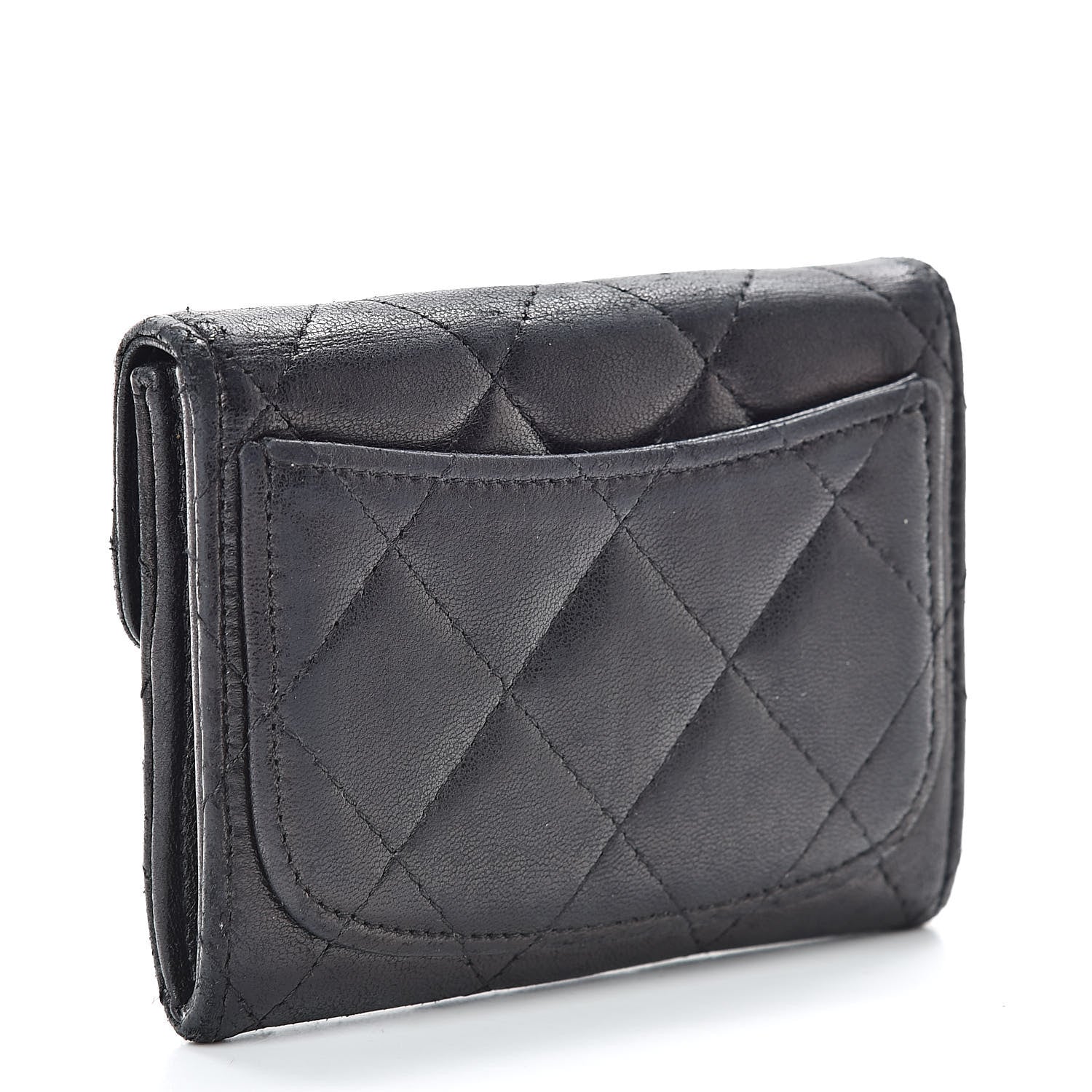 Chanel Lambskin Quilted Flap Card Holder Wallet Black 3 of 15