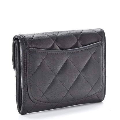 Chanel Lambskin Quilted Flap Card Holder Wallet Black 3 of 15