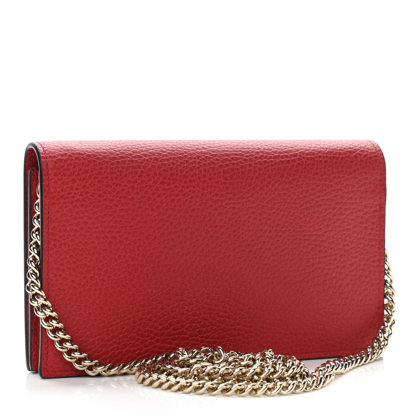 Dollar Calfskin Medium Betty Chain Wallet Red