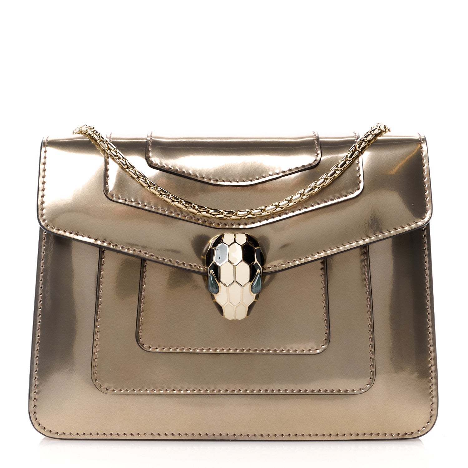 Bulgari Metallic Calfskin Small Serpenti Forever Snake Strap Crossbody Bag Bronze 1 of 12