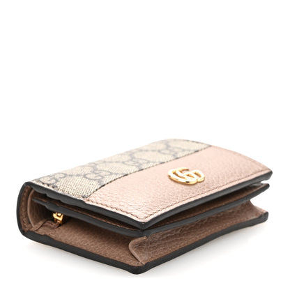 Gucci Dollar Calfskin GG Supreme Monogram GG Marmont Card Case Porcelain Rose Beige Ebony 4 of 11