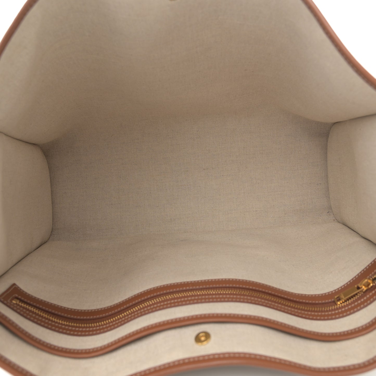Canvas Calfskin Triomphe Embroidered Horizontal Cabas Tan