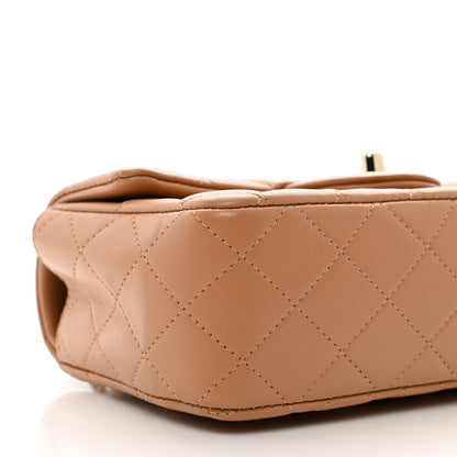 Chanel Lambskin Quilted Mini Top Handle Rectangular Flap Dark Beige 9 of 10