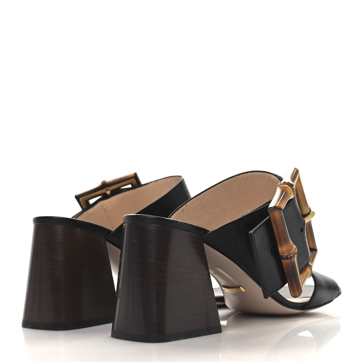 Gucci Calfskin Bamboo Buckle Platform Sandals 38.5 Black 5 of 8