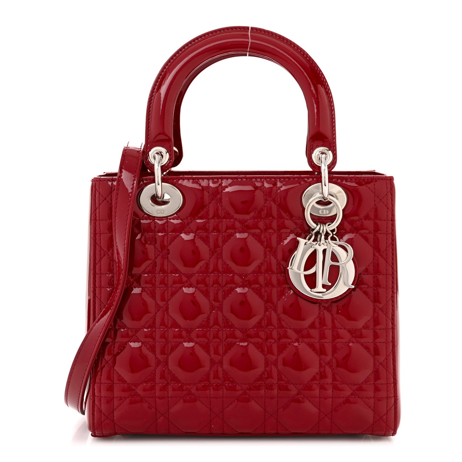 Christian Dior Patent Cannage Medium Lady Dior Red 1 of 11