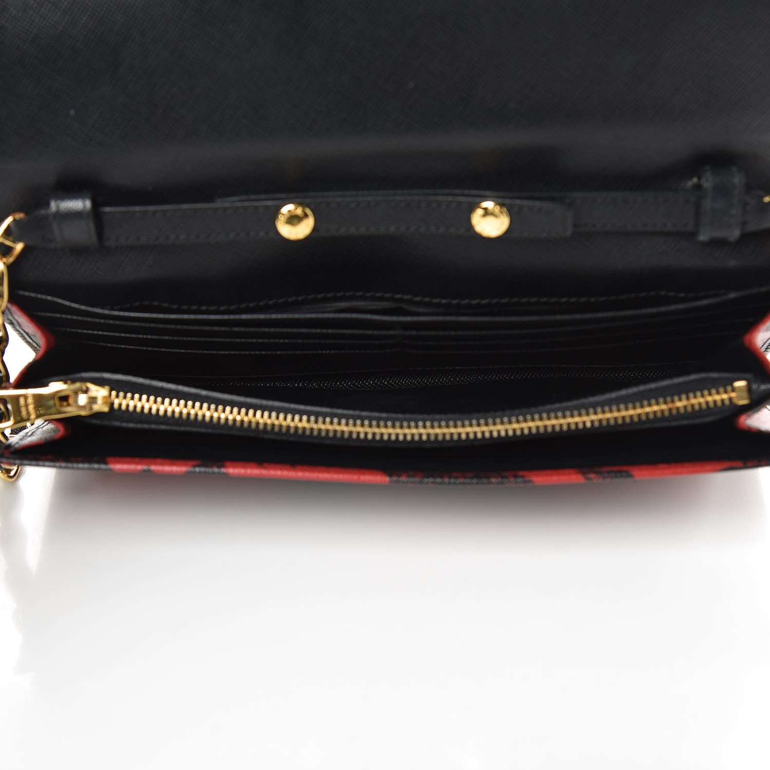 Prada Saffiano Hibiscus Print Chain Wallet Rosso 5 of 9