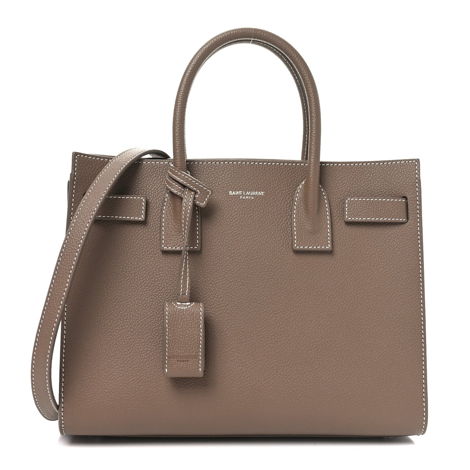 Saint Laurent Grained Calfskin Topstich Baby Sac De Jour Taupe 1 of 10
