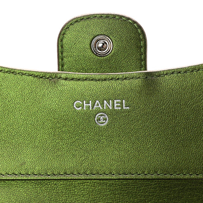 Chanel Iridescent Lambskin Quilted Small Compact Wallet Green 7 of 13