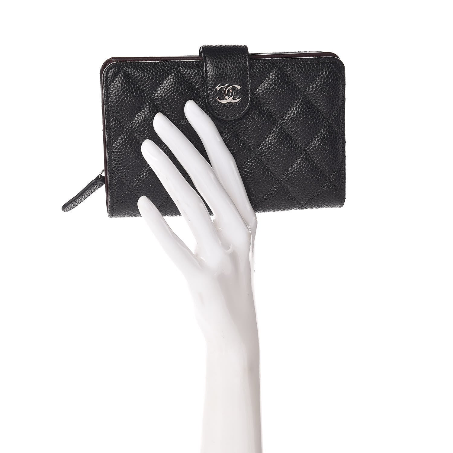 Chanel Caviar Quilted Zipped Pocket Wallet Black 2 of 10