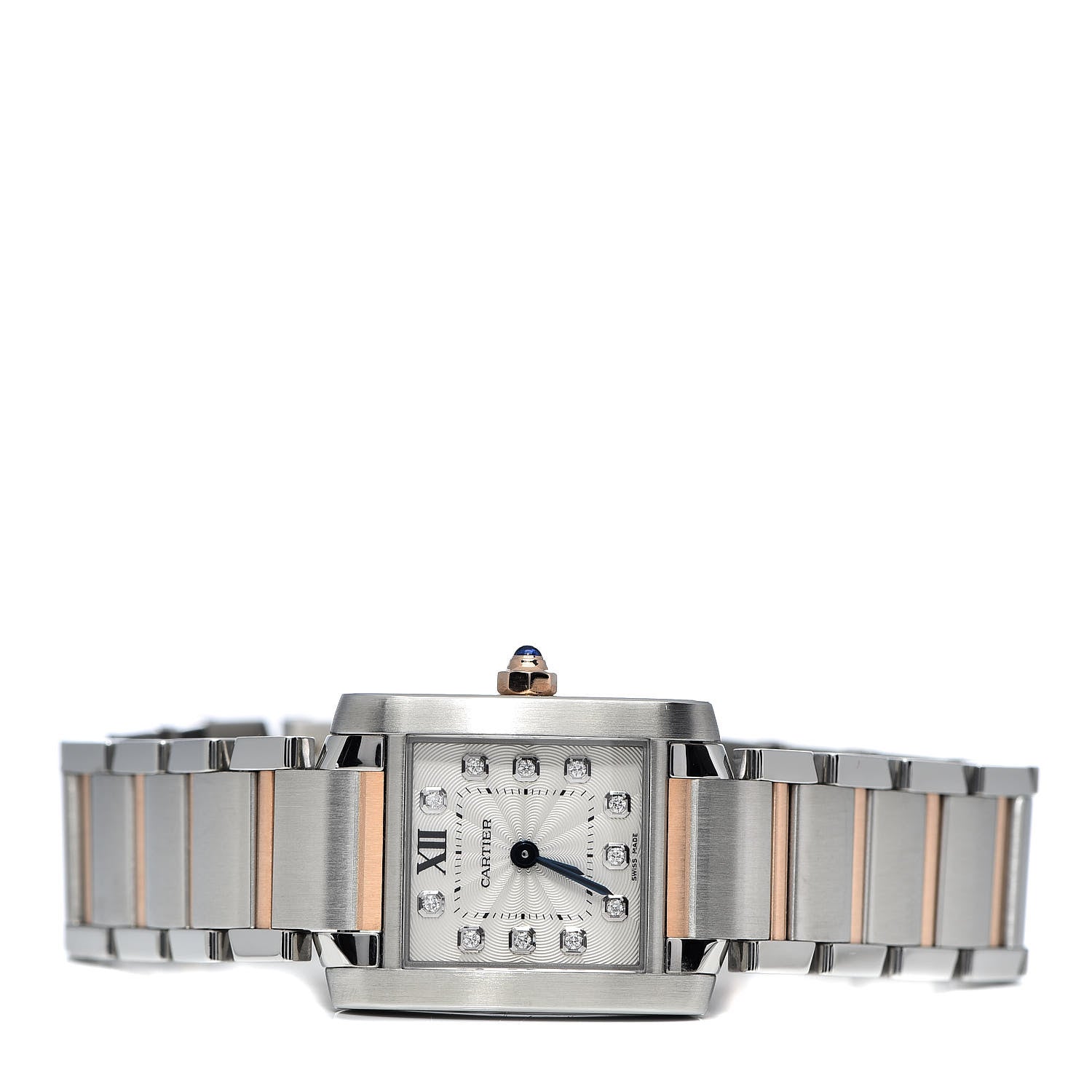 Cartier Stainless Steel 18K Pink Gold Diamond 20mm Tank Francaise Quartz Watch 3 of 8