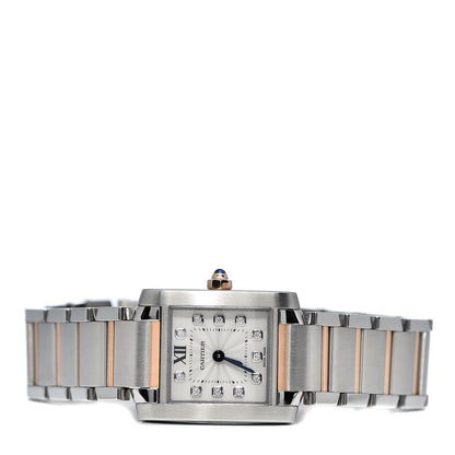 Cartier Stainless Steel 18K Pink Gold Diamond 20mm Tank Francaise Quartz Watch 3 of 8