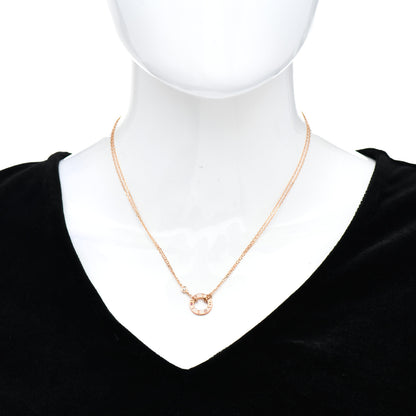 Cartier 18K Pink Gold 1 Diamond 1 Pink Sapphire LOVE Necklace 2 of 5