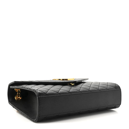 Saint Laurent Grain De Poudre Textured Mixed Matelasse Triquilt Medium Monogram Satchel Black 4 of 10