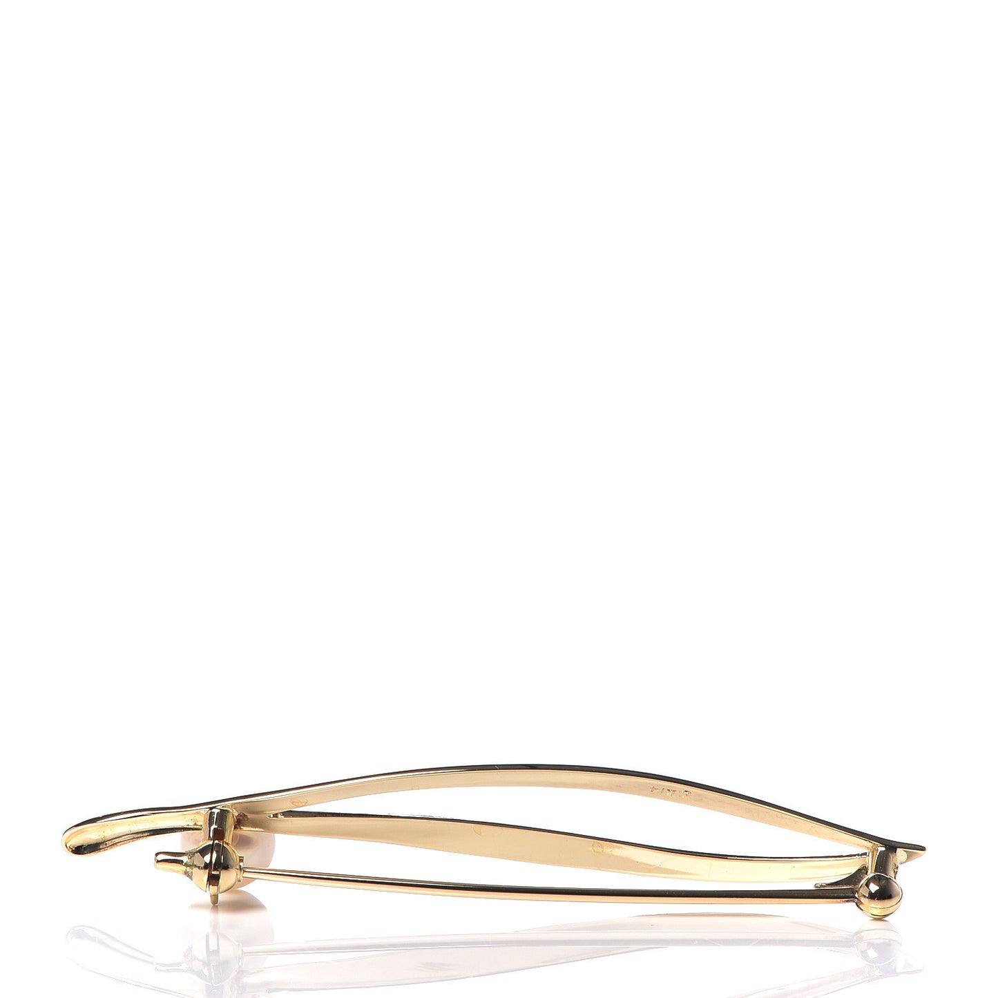 14K Yellow Gold Akoya Pearl 6mm Leaf Brooch