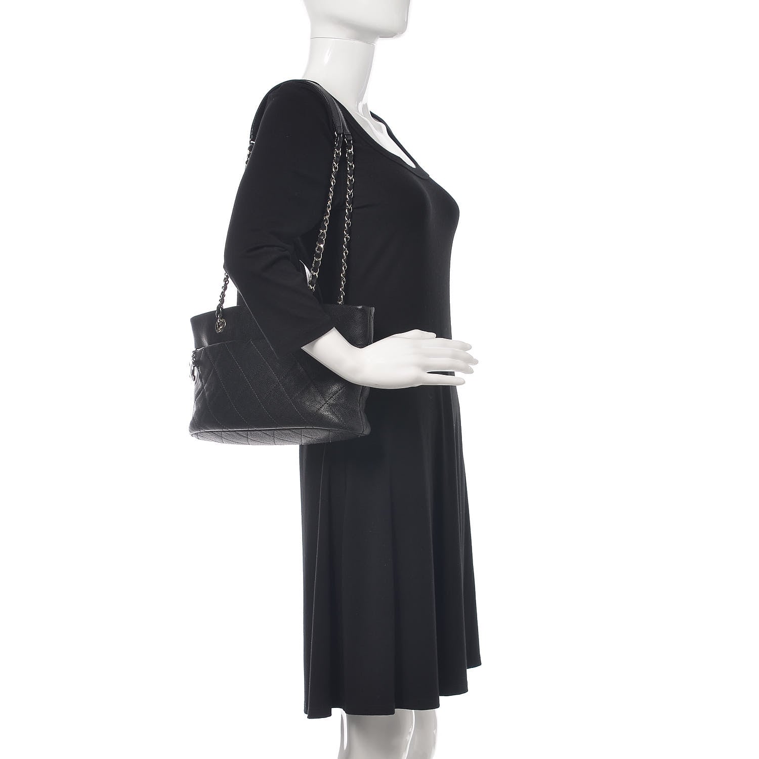 Chanel Caviar Quilted CC Shopping Tote Black 2 of 10