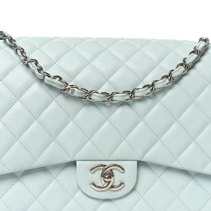 Chanel Caviar Quilted Maxi Double Flap Light Blue 8 of 10