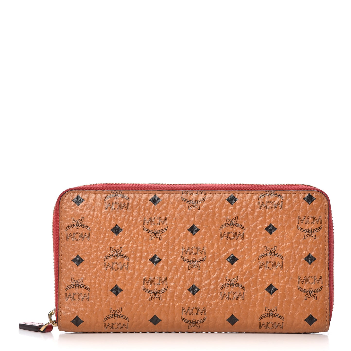 Visetos Large Zip Around Wallet Cognac Red