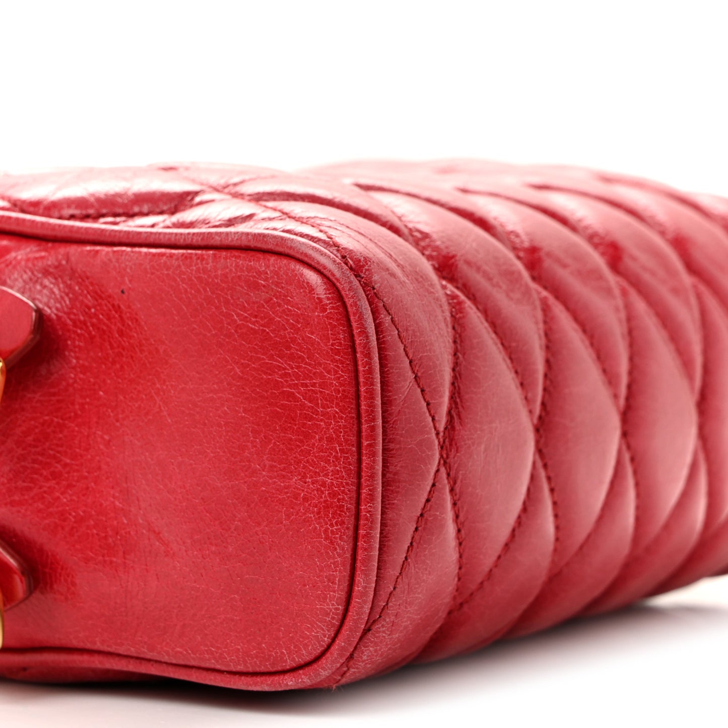 Vitello Shine Quilted Camera Bag Cherry