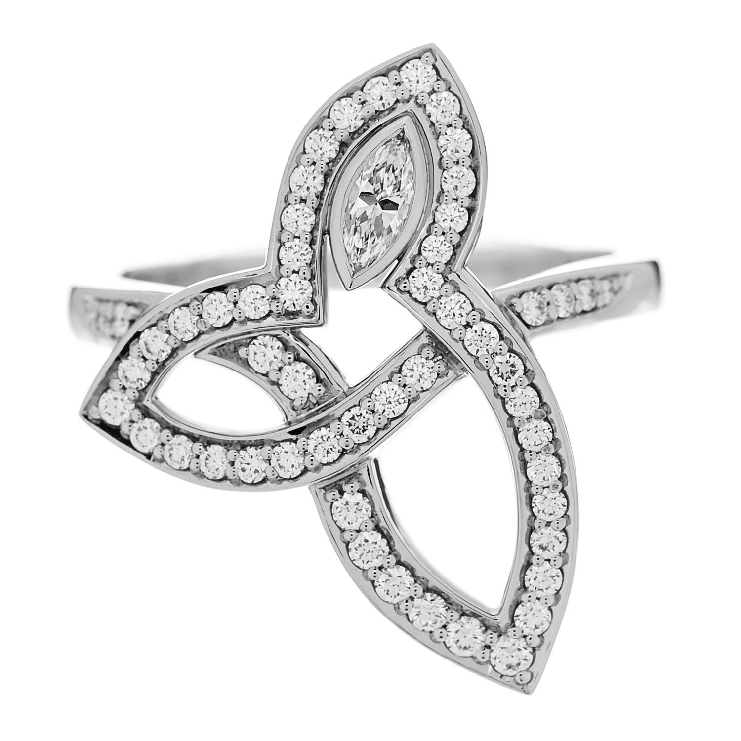 Harry Winston Platinum Diamond Lily Cluster Ring 53 6.25 1 of 7