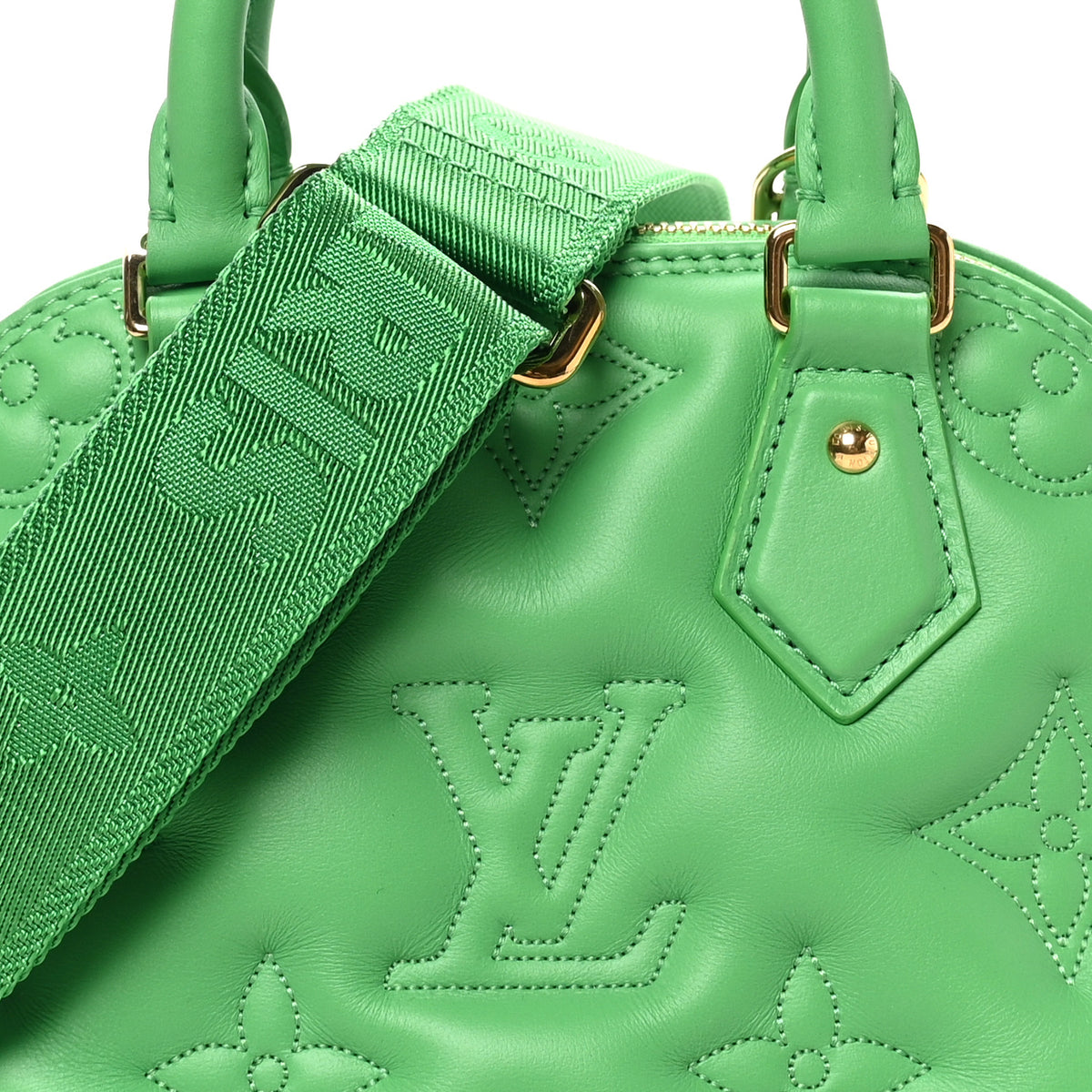 Louis Vuitton Calfskin Bubblegram Alma BB Basilic 7 of 9