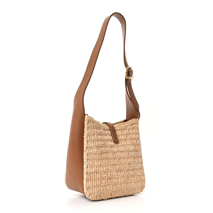 Saint Laurent Raffia Calfskin Le 5 A 7 Baby Hobo  Natural Brick 4 of 12