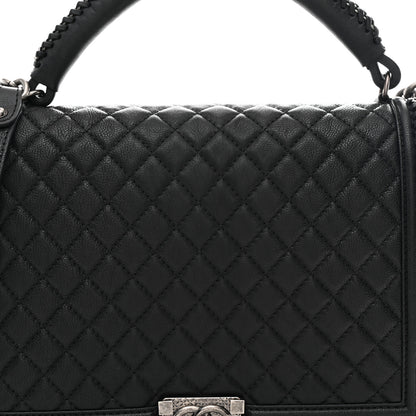Chanel Calfskin Quilted Large Boy Top Handle Flap Black 8 of 10