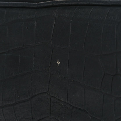 Saint Laurent Nubuck Crocodile Embossed Monogram Medium Niki Chain Satchel Black 11 of 11