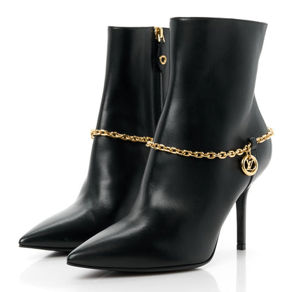 Louis Vuitton Calfskin Mansion Chain Ankle Boots 38.5 Black 3 of 9
