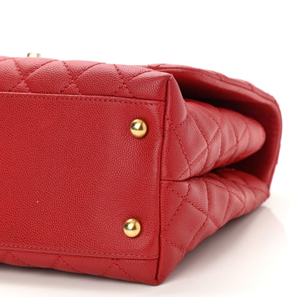 Chanel Caviar Quilted Small Coco Handle Flap Red 10 of 12
