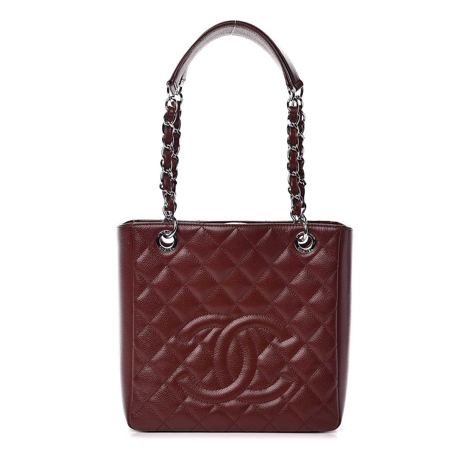 Chanel Caviar Quilted Petit Shopping Tote PST Burgundy 1 of 13