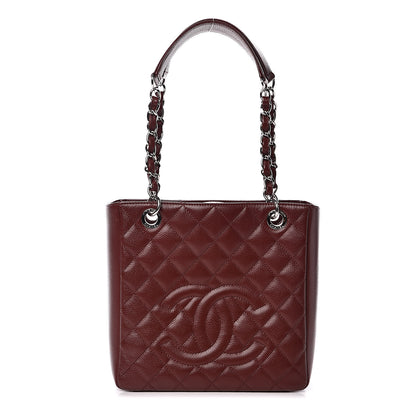 Chanel Caviar Quilted Petit Shopping Tote PST Burgundy 1 of 13