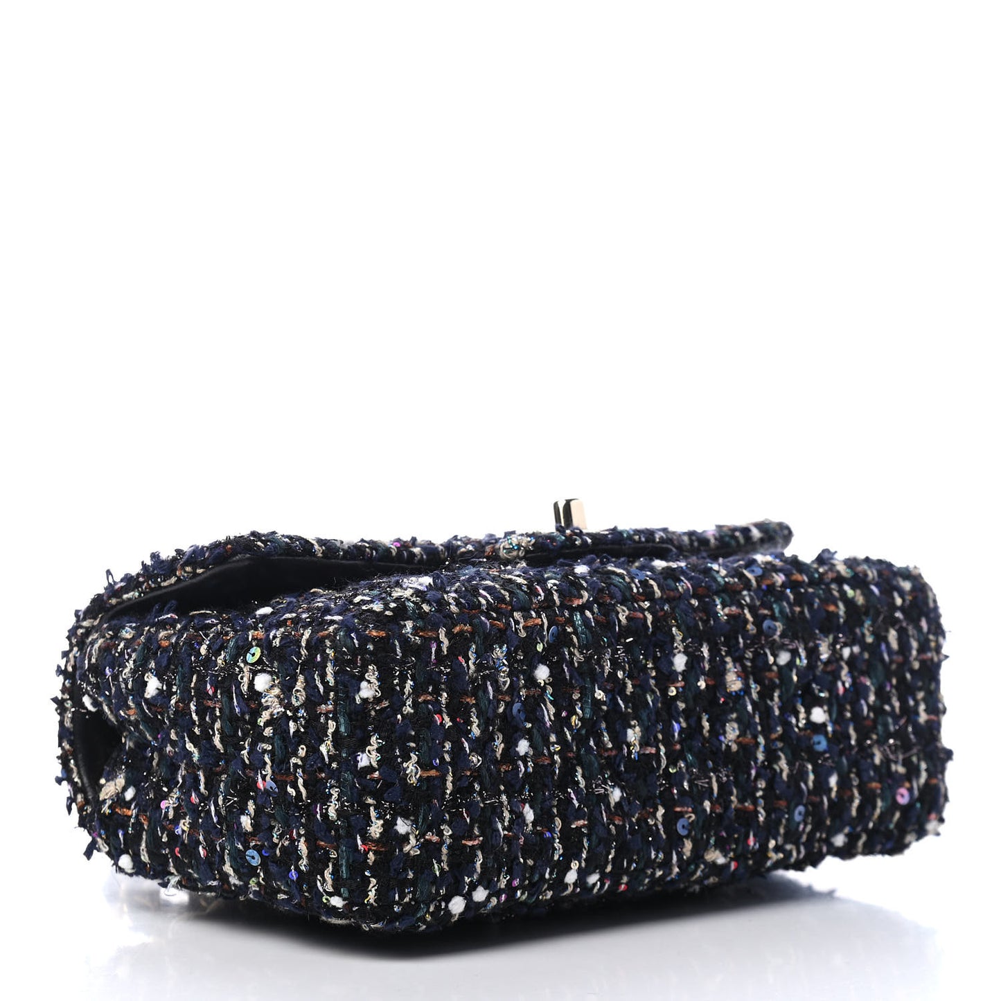 Glittered Tweed Quilted Mini Rectangular Flap Navy Blue Mulitcolor