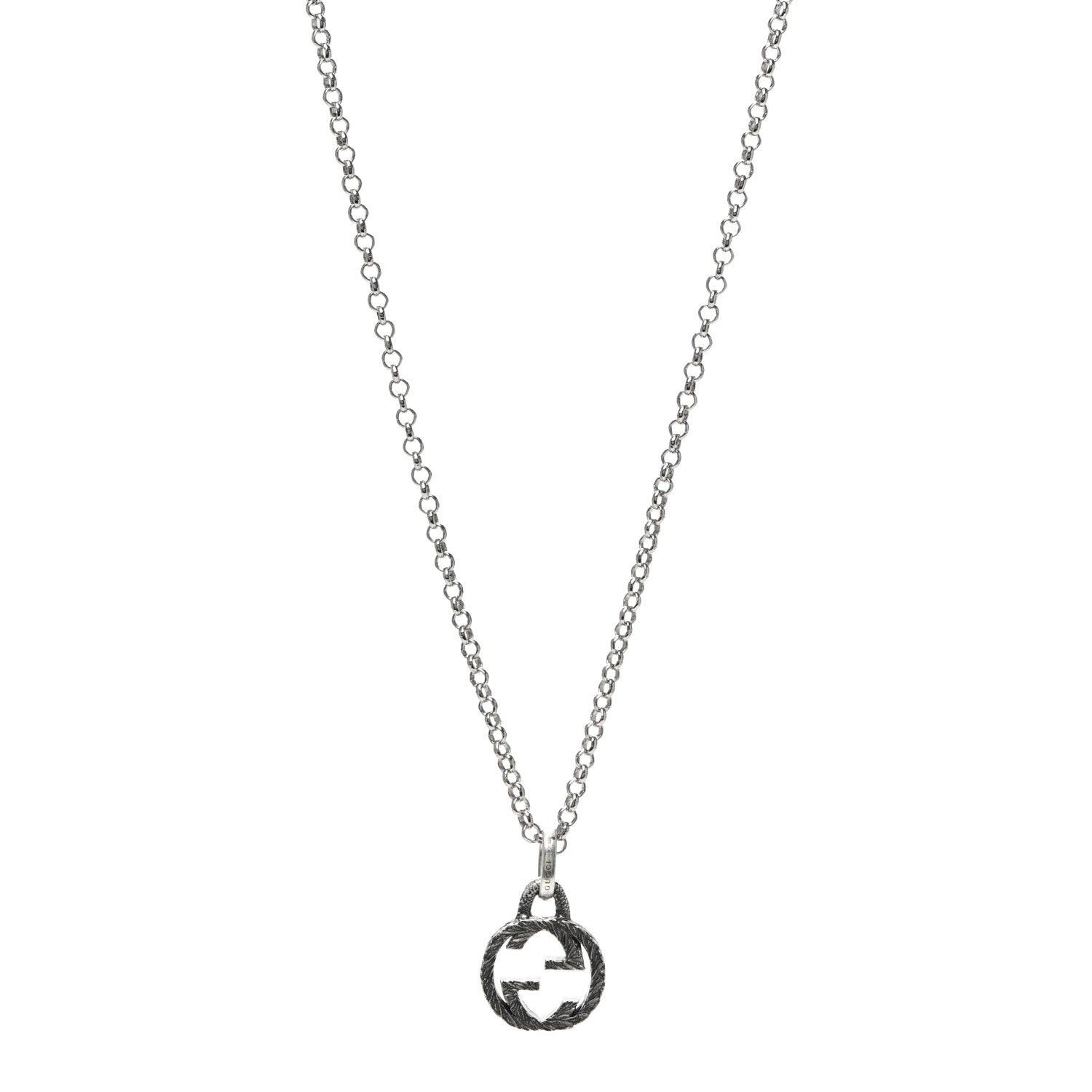 Gucci Sterling Silver Interlocking G Pendant Necklace 1 of 5