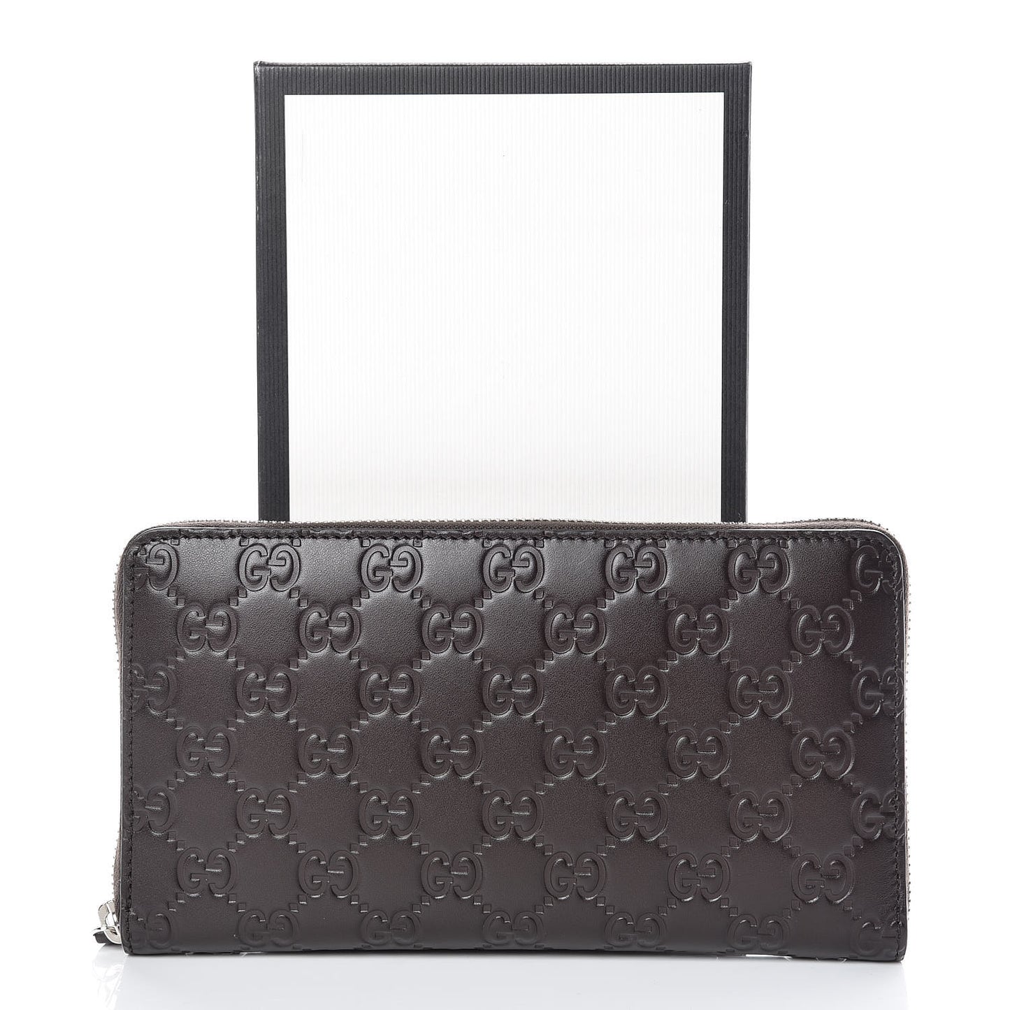 Guccissima Signature Zip Around Organizer Wallet Chocolate