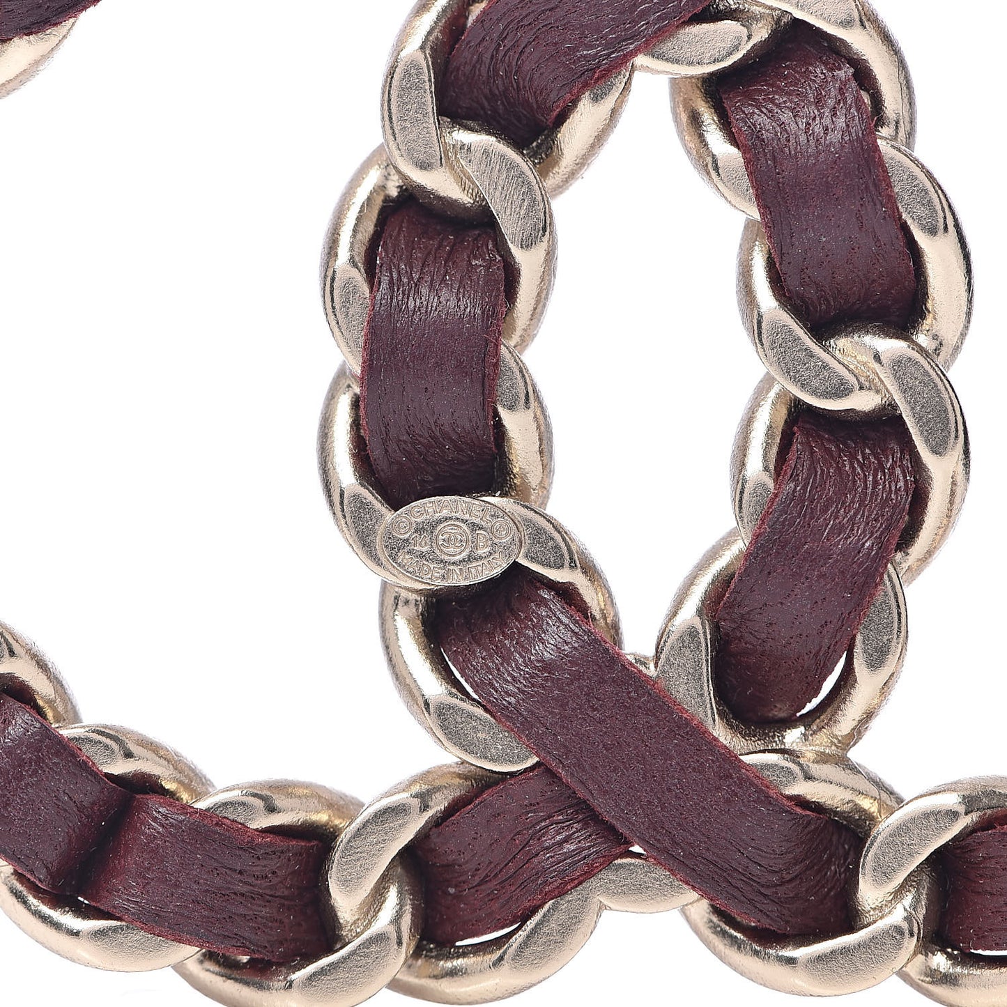 Lambskin Chain CC Brooch Burgundy