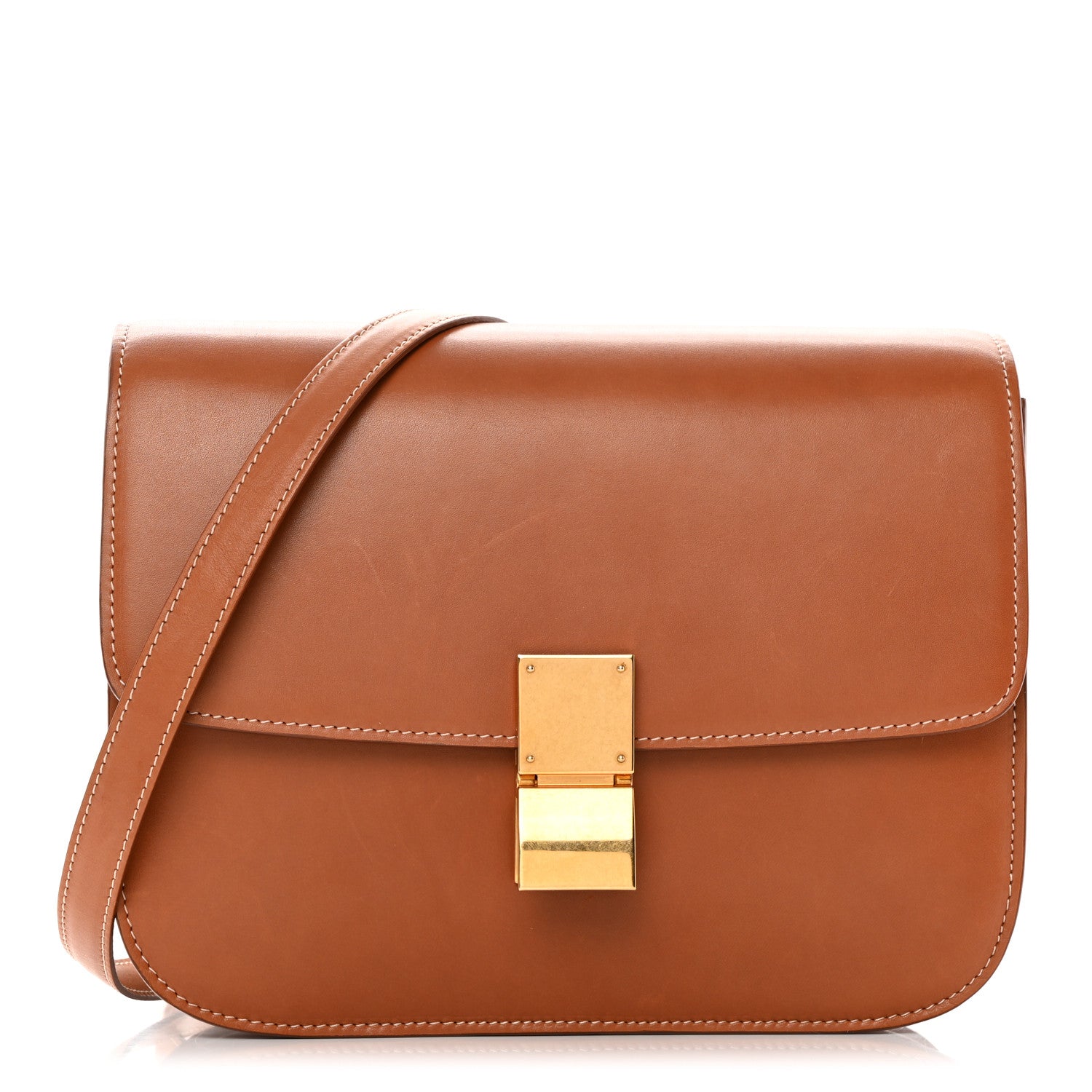 Celine Natural Calfskin Medium Classic Box Flap Bag Tan 1 of 13