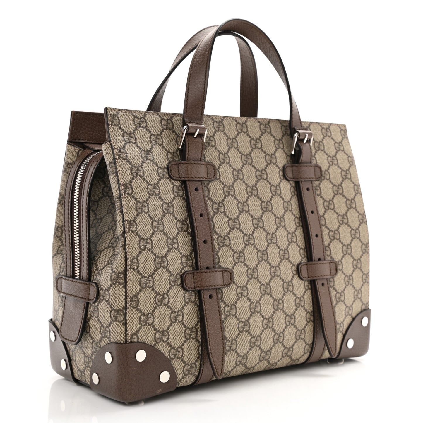 GG Supreme Monogram Textured Dollar Calfskin Small Detail Tote Beige Ebony New Acero