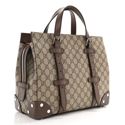 Gucci GG Supreme Monogram Textured Dollar Calfskin Small Detail Tote Beige Ebony New Acero 3 of 8
