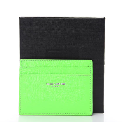 Saint Laurent Grain De Poudre Card Case Neon Bright Green 9 of 9