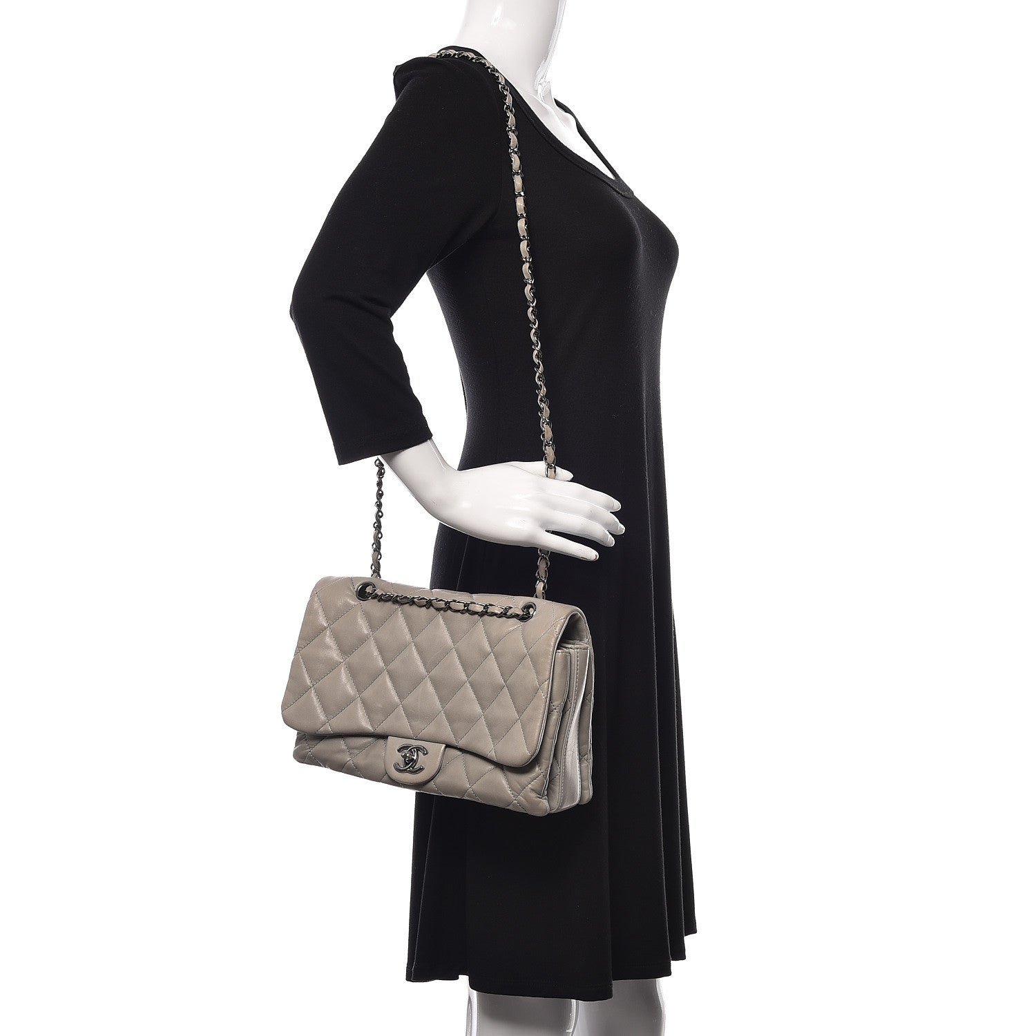 Chanel Lambskin Quilted 3 Accordion Flap Bag Grey 3 of 14