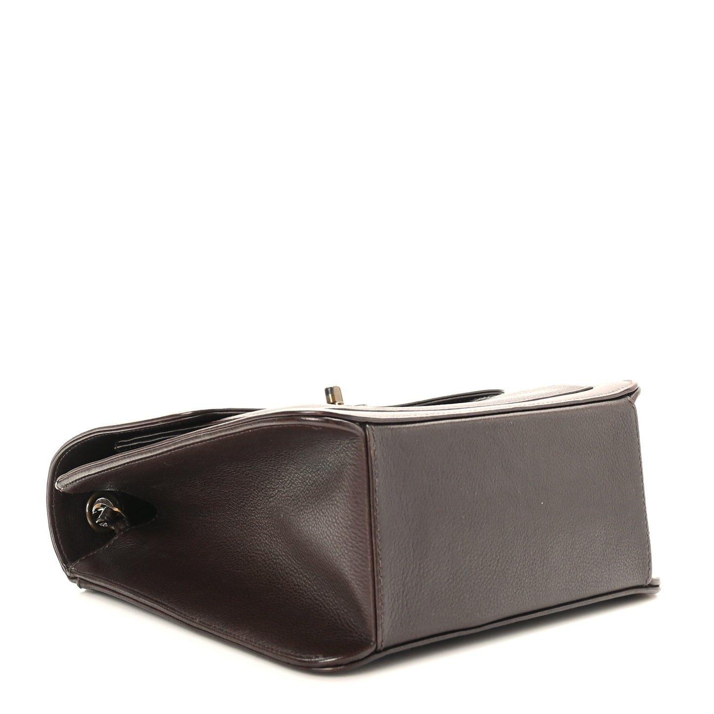 Calfskin Flap Shoulder Bag Brown