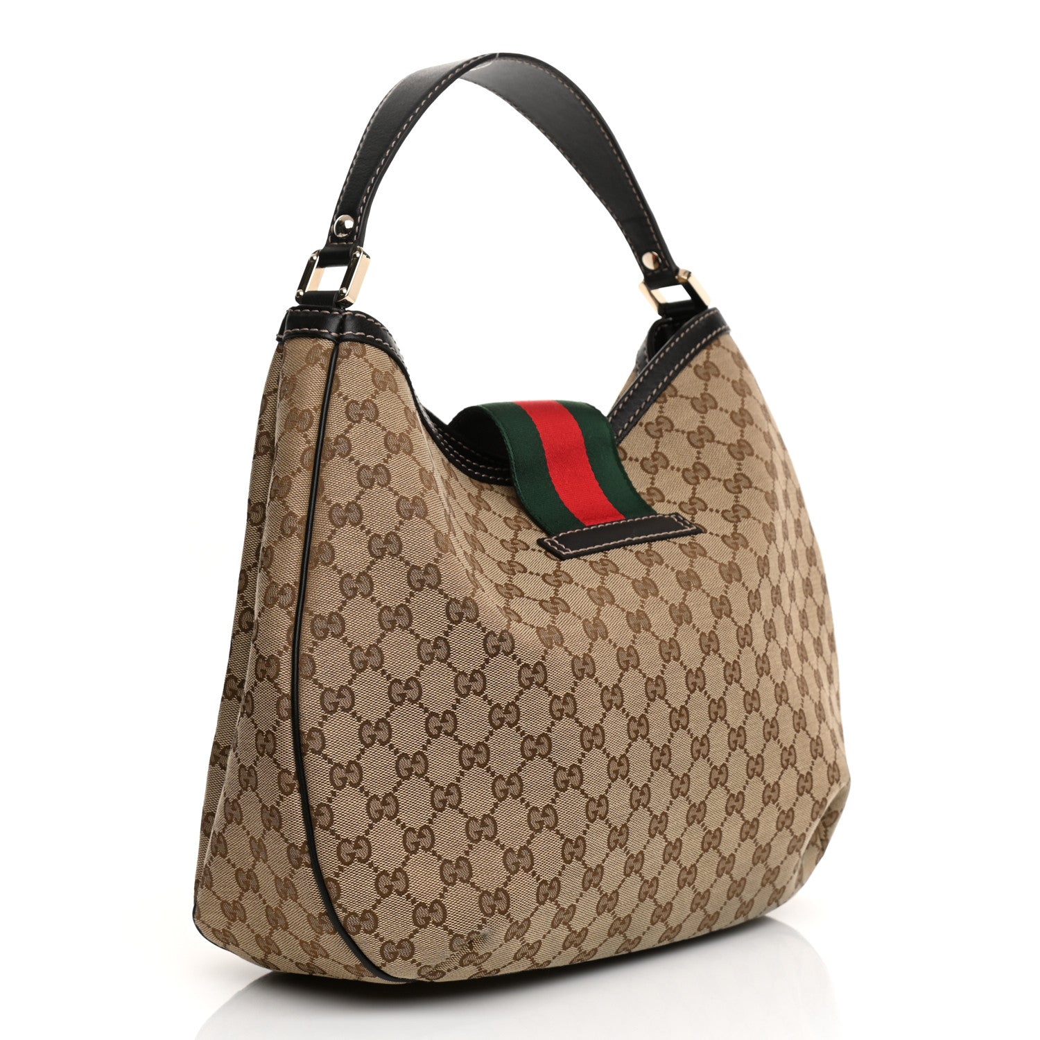 Gucci Monogram Large New Ladies Web Hobo Dark Brown 4 of 20