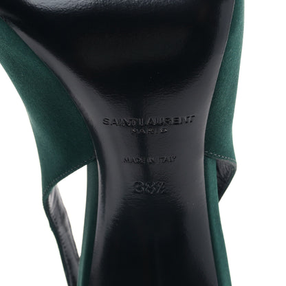 Saint Laurent Crepe Satin Zoe 105 Slingback Pump 38.5 Dorian Green 6 of 8