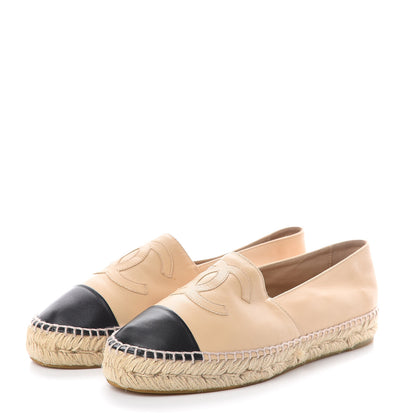 Chanel Lambskin CC Espadrilles 40 Beige Black 3 of 7