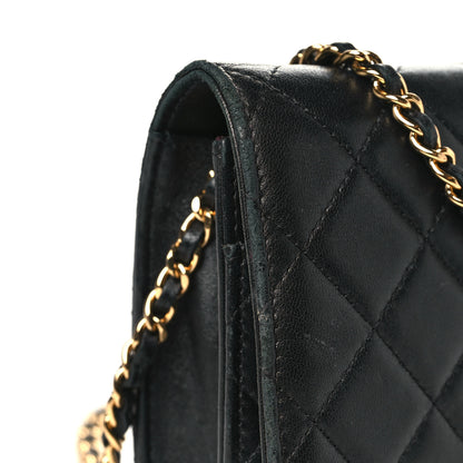 Chanel Lambskin Quilted Wallet On Chain WOC Black 19 of 20