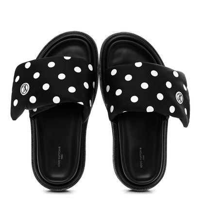 Louis Vuitton Satin Polka Dot Pool Pillow Flat Comfort Mule 41 Black White 2 of 9