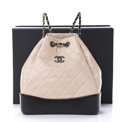 Chanel Aged Calfskin Quilted Small Gabrielle Backpack Beige Black 10 of 10