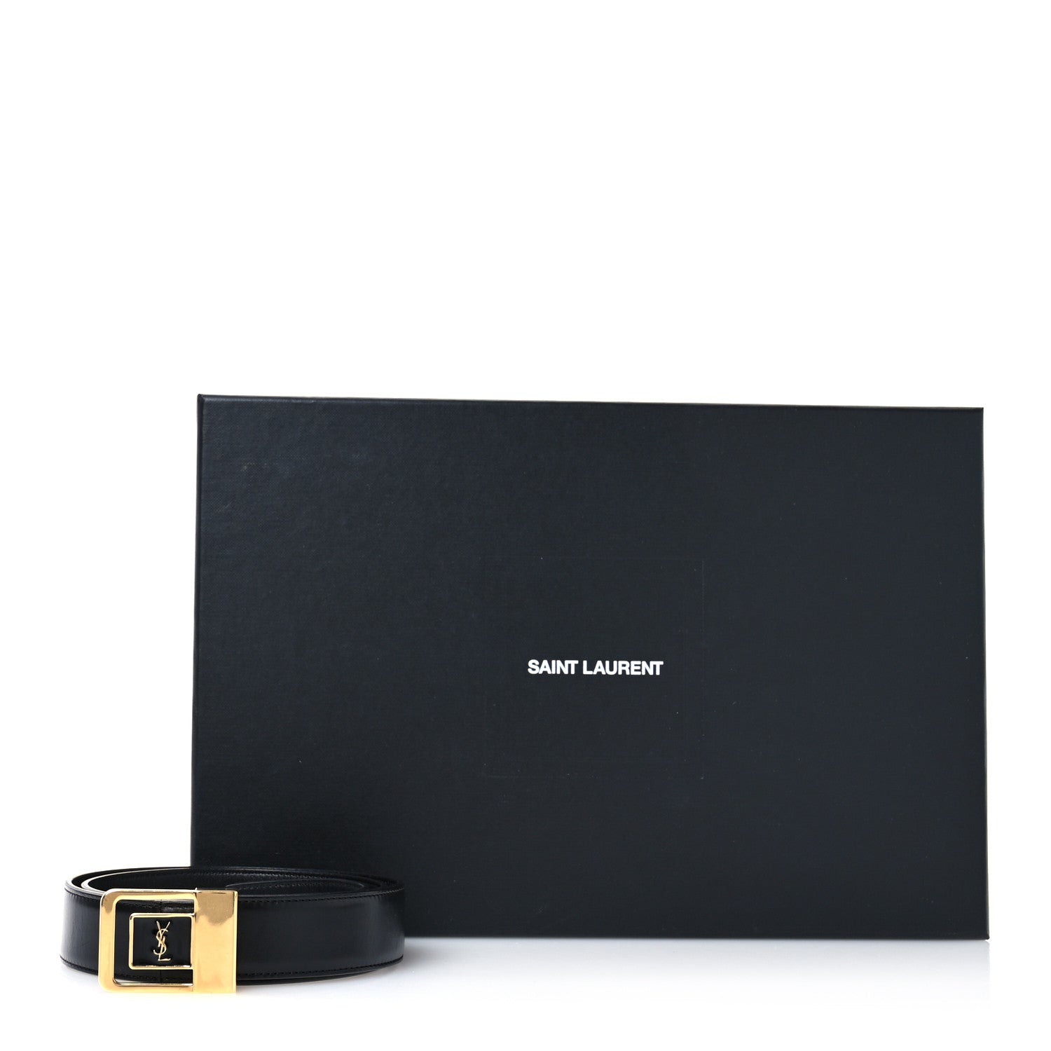 Saint Laurent Lacquered Calfskin La 66 Buckle Belt 90/36 Black 6 of 6
