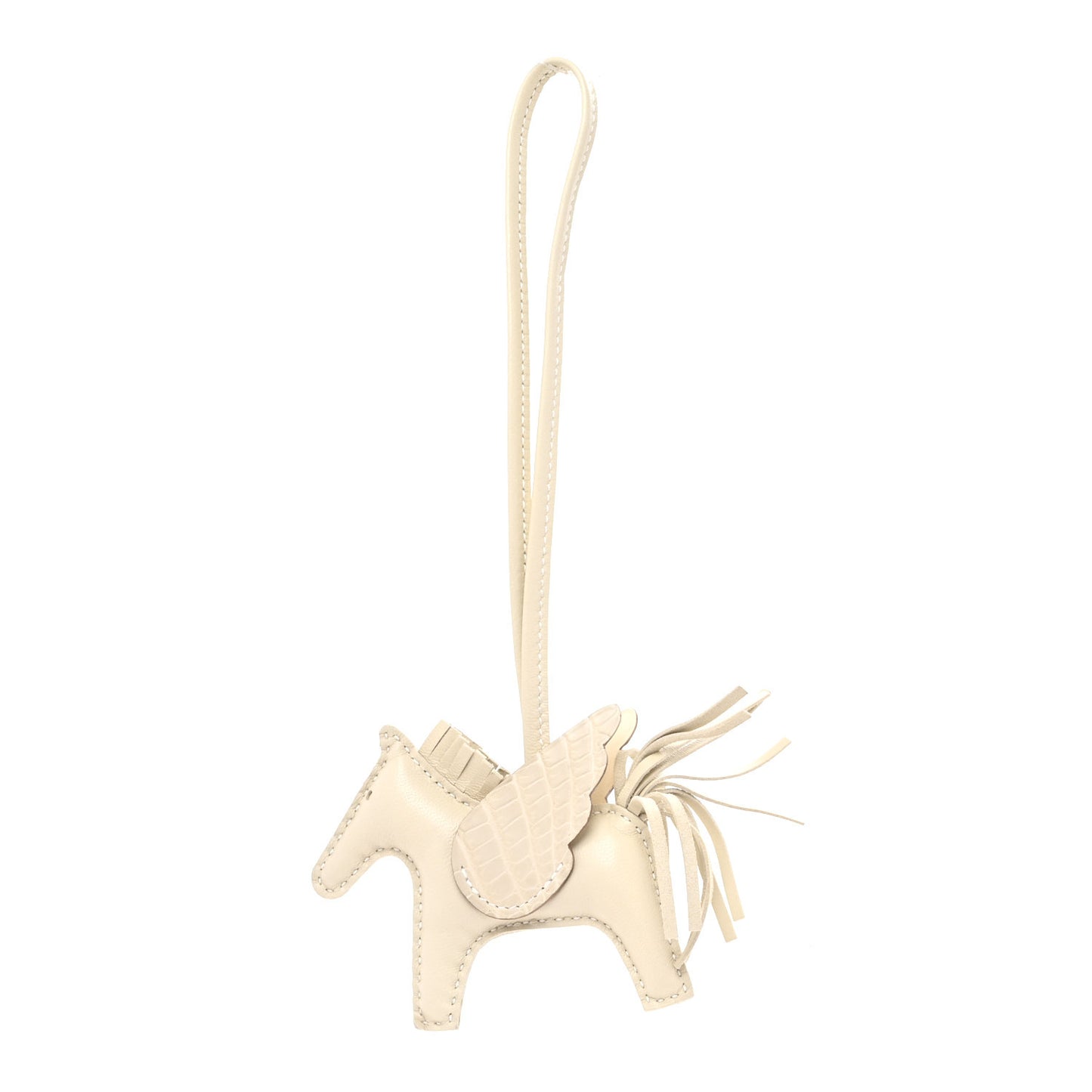 Milo Lambskin Matte Alligator Touch Grigri Rodeo Pegase Horse Bag Charm PM Craie Nata Beton