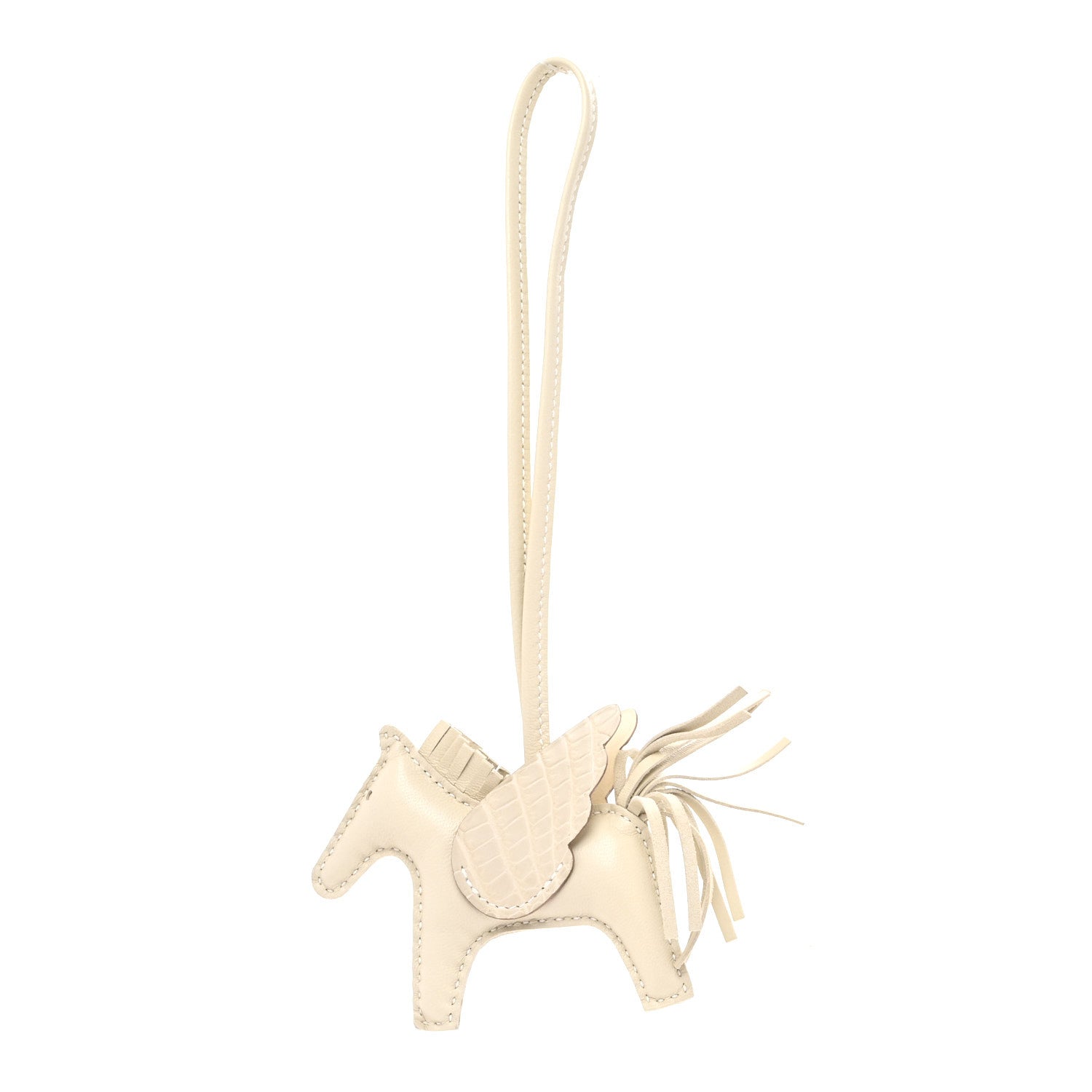 Hermes Milo Lambskin Matte Alligator Touch Grigri Rodeo Pegase Horse Bag Charm PM Craie Nata Beton 1 of 6